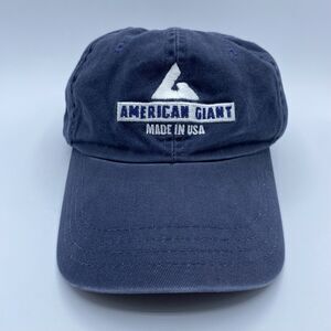 American Giant Embroidered Spellout Adjustable Hat Made In USA Blue Dad Hat